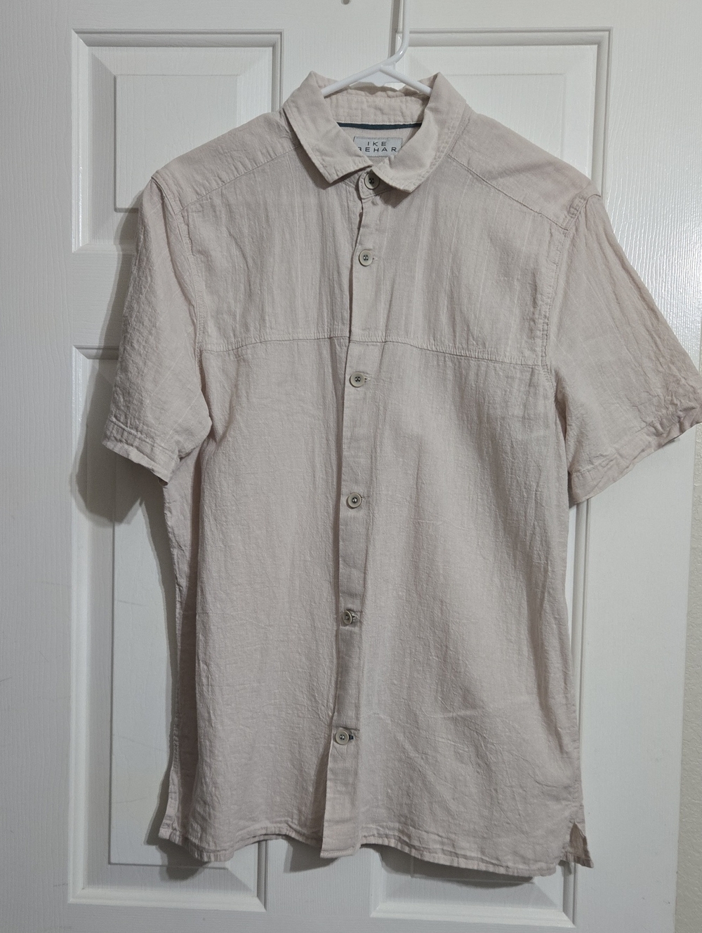 Ike Behar Light Beige Short-Sleeve Button-Down Shirt